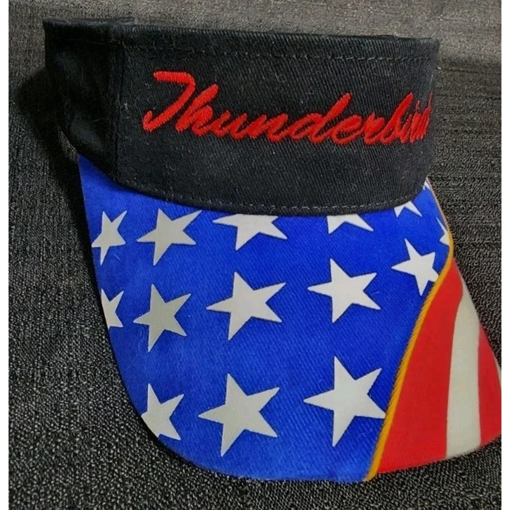 Thunderbirds USAF Hat Flag Bill‎ Otto Visor Cap Adjustable Golf Military Veteran